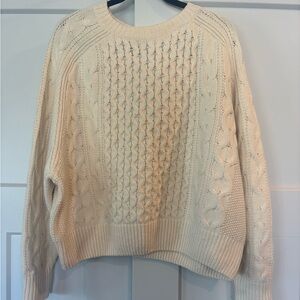 Universal Thread Cream Crew Neck Cable Knit Sweater